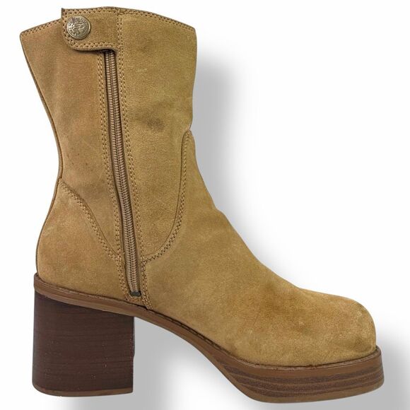 Skechers Somethin’ Else Y2K 90s Vintage Platform Chunky Bratz Boots Tan Suede 11 - Picture 5 of 12